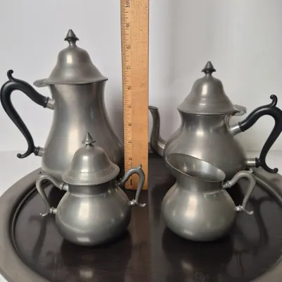 LOT 345L: Royal Holland Pewter Coffee & Tea Service