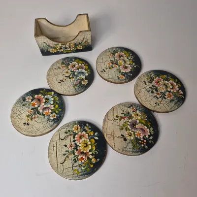 LOT 364D: Vintage Metal Toleware Trays, Folk Art Wall Hanging, Brass Box by Colony Metalsmiths of Virginia & More