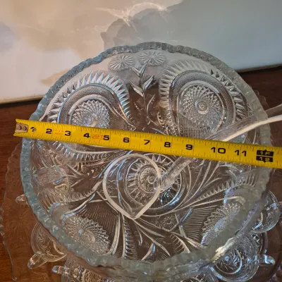 LOT 361D: Extra Large Glass Punch Bowl Set with Glass Ladle