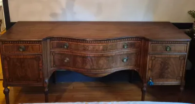 LOT 360D: Vintage Flame Mahogany Sideboard with Detailed Inlay