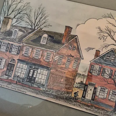 LOT 346L: New Castle Delaware Art by F.H. Jefferis-Dutch House & Packet Alley
