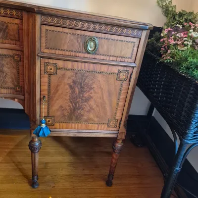 LOT 360D: Vintage Flame Mahogany Sideboard with Detailed Inlay