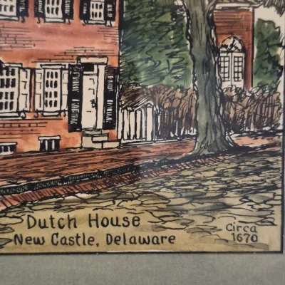 LOT 346L: New Castle Delaware Art by F.H. Jefferis-Dutch House & Packet Alley