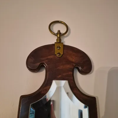 LOT 352L: Vintage Knob Creek Mahogany & Brass Mirrored Wall Sconce