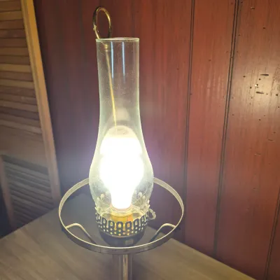 LOT 366B: Vintage Brass Student Table Lamp with Milk Glass Shade