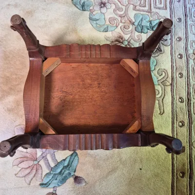 LOT 353L: Matching Upholstered His & Hers Highback Wing Chairs and Footstool