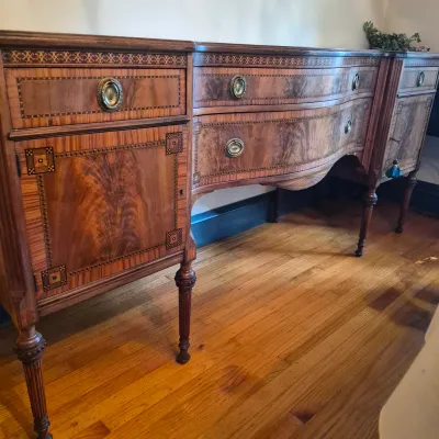 LOT 360D: Vintage Flame Mahogany Sideboard with Detailed Inlay