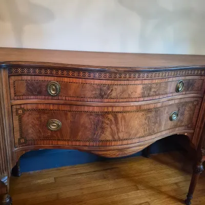 LOT 360D: Vintage Flame Mahogany Sideboard with Detailed Inlay