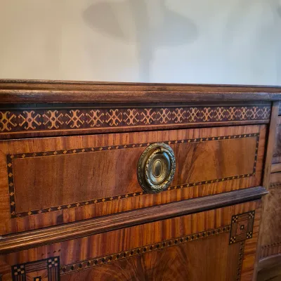 LOT 360D: Vintage Flame Mahogany Sideboard with Detailed Inlay