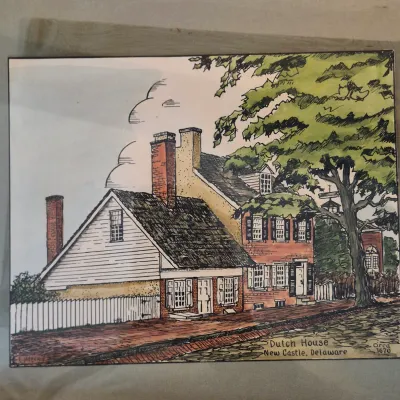 LOT 346L: New Castle Delaware Art by F.H. Jefferis-Dutch House & Packet Alley