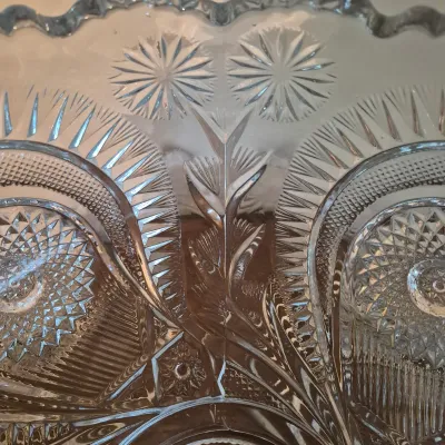 LOT 361D: Extra Large Glass Punch Bowl Set with Glass Ladle