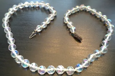 STUNNING VINTAGE ESTATE ART DECO SIGNED STERLING AB GLASS 19.5" NECKLACE! & Earrings
