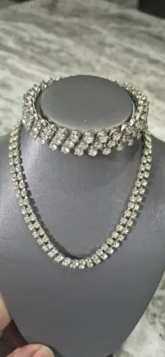 Rhinestone Necklace 2 rows to single row & Expandable bracelet 3 rows