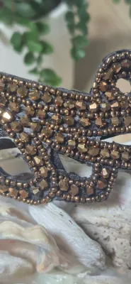 MCM style headband ~ black studs on expandable frame