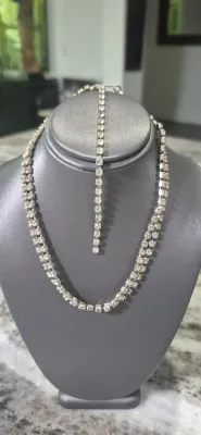 Rhinestone Necklace 2 rows to single row & Expandable bracelet 3 rows