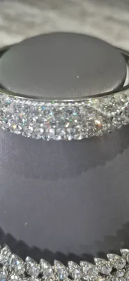 Rhinestone set ~ cuff bedazzled & Necklace with 3 strands Rhinestones