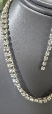 Rhinestone Necklace 2 rows to single row & Expandable bracelet 3 rows