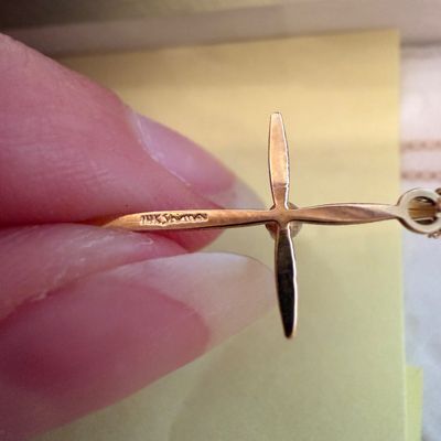 Two 14K Gold Cross Pendants & Chains (ST-SS)