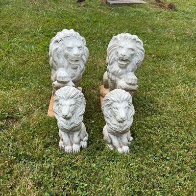 Four Concrete Lion Statues (BP-BM)
