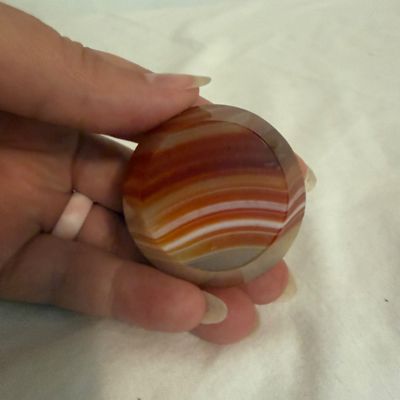 Set of Six Agate Cups with Sterling Silver Sugar Tongs (BR2-BM)