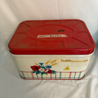 Two Tin Picnic Baskets and Utensils (BR2-BM)