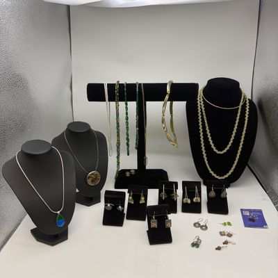 Necklaces, Earrings & Pendants incl Sterling, Mod Glass, and Sculptural Designs (ST-BM)