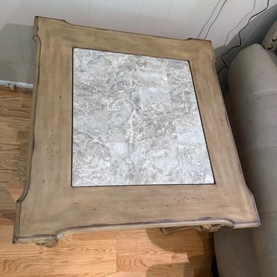 Marble Top End Table with Ornate Frame (D-BM)