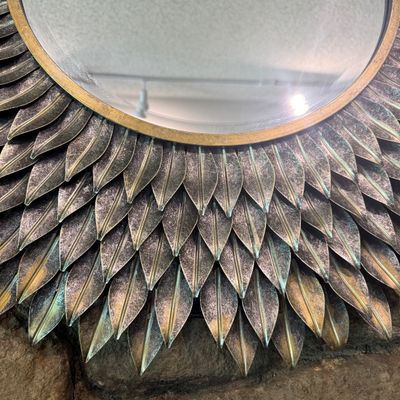 Metal Leaf Circular Mirror (D-BM)