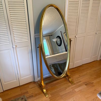 Gilded Oval Floor Mirror (BR1-BM)