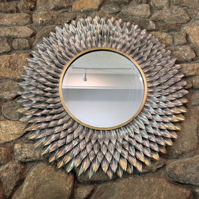 Metal Leaf Circular Mirror (D-BM)