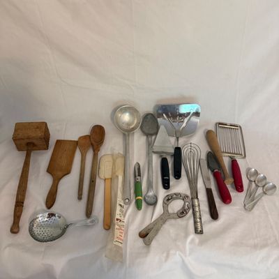 Two Tin Picnic Baskets and Utensils (BR2-BM)