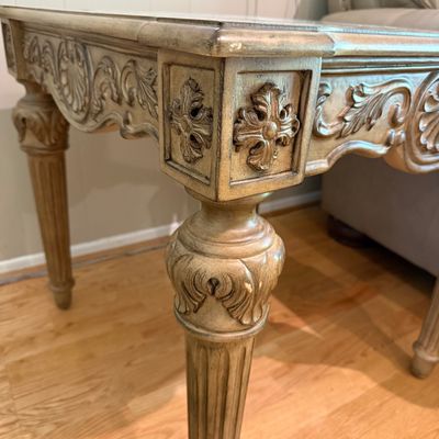 Marble Top End Table with Ornate Frame (D-BM)