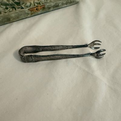 Set of Six Agate Cups with Sterling Silver Sugar Tongs (BR2-BM)