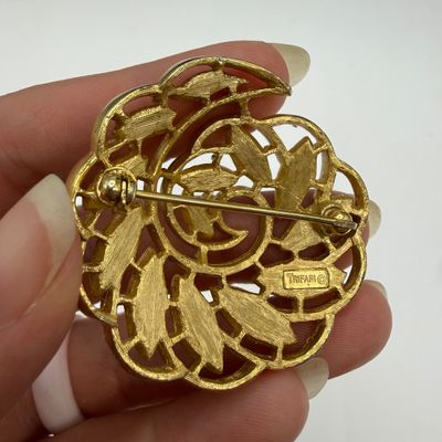 14k Pins, Trifari Brooches, with 10K Chain and More (ST-BM)