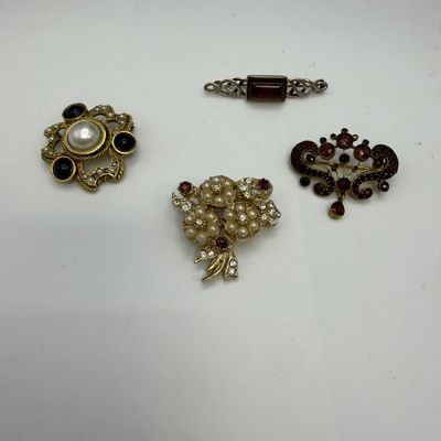 14k Pins, Trifari Brooches, with 10K Chain and More (ST-BM)