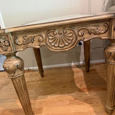 Marble Top End Table with Ornate Frame (D-BM)
