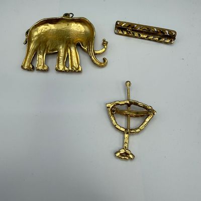 14k Pins, Trifari Brooches, with 10K Chain and More (ST-BM)