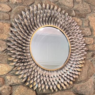 Metal Leaf Circular Mirror (D-BM)