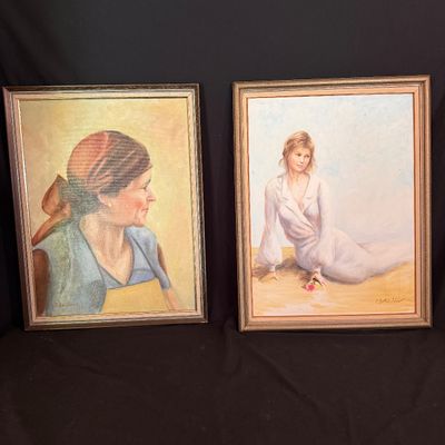 Two Framed Original Portraits by P. Batchelder (LR-BM)