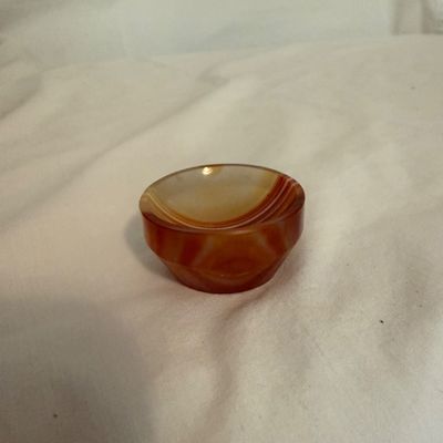 Set of Six Agate Cups with Sterling Silver Sugar Tongs (BR2-BM)