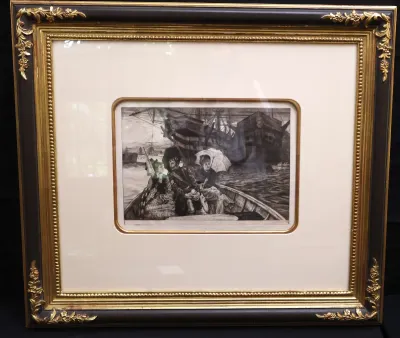 James Jacques Joseph Tissot Titled "Entre Les Deux Mon Coeur Balance" Signed And Dated