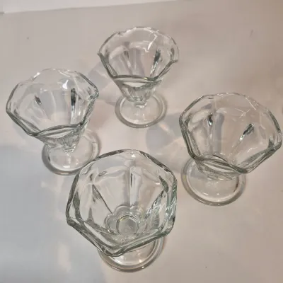 LOT 17D: Collection of Vintage Glass-Dessert Cups, Compote Bowl, Ice Bucket