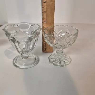 LOT 17D: Collection of Vintage Glass-Dessert Cups, Compote Bowl, Ice Bucket