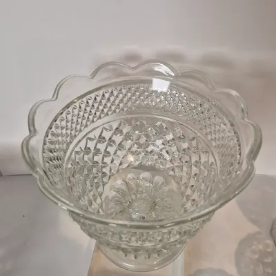 LOT 17D: Collection of Vintage Glass-Dessert Cups, Compote Bowl, Ice Bucket