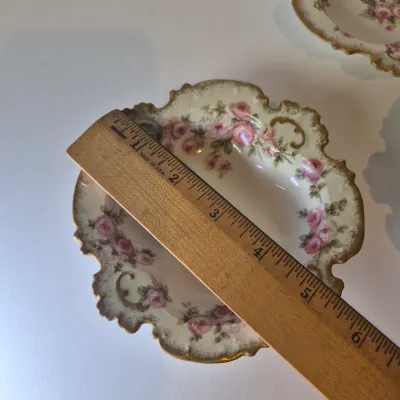 LOT 46L: Large Collection of Porcelain Salt Cellars & Set of Antique Limoges Floral Dishes
