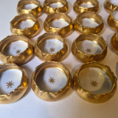 LOT 46L: Large Collection of Porcelain Salt Cellars & Set of Antique Limoges Floral Dishes