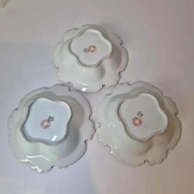 LOT 46L: Large Collection of Porcelain Salt Cellars & Set of Antique Limoges Floral Dishes