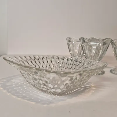 LOT 17D: Collection of Vintage Glass-Dessert Cups, Compote Bowl, Ice Bucket