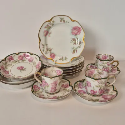 LOT 18D: Haviland Limoges Hand Painted Rose Pattern Porcelain Collection