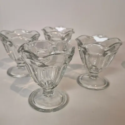 LOT 17D: Collection of Vintage Glass-Dessert Cups, Compote Bowl, Ice Bucket